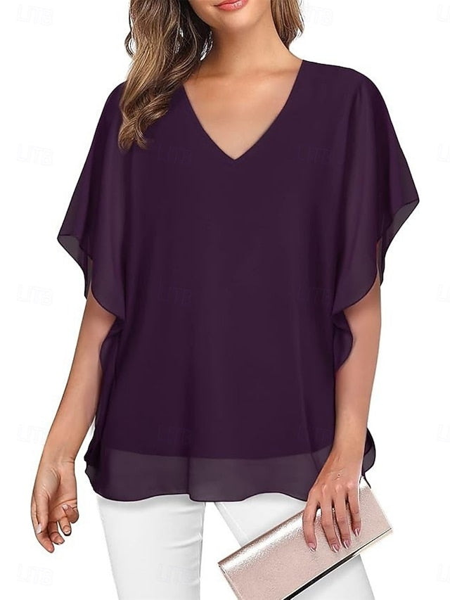 Women's Shirt Blouse Ruffle Blouse Plain Stylish Classic