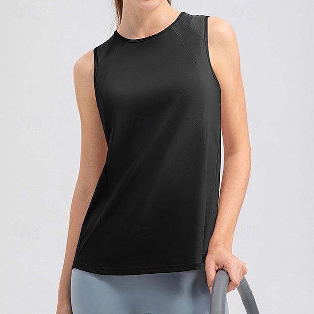 Women's Solid Colored Tank Top Workout Tops Elastic