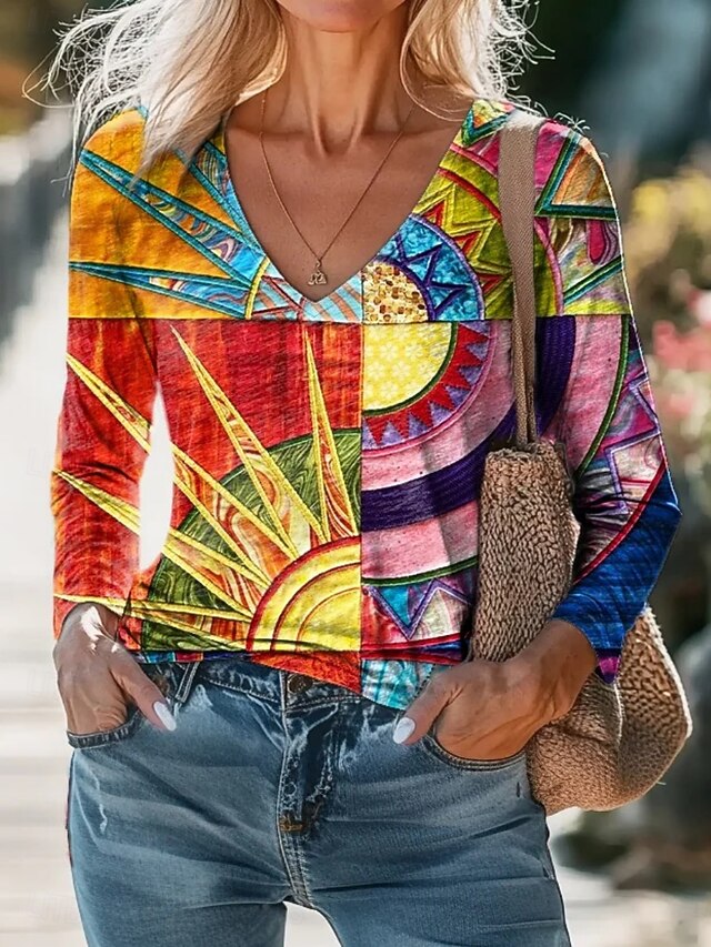 Women's Blouse Print Sunflower Sun Daily Stylish Long