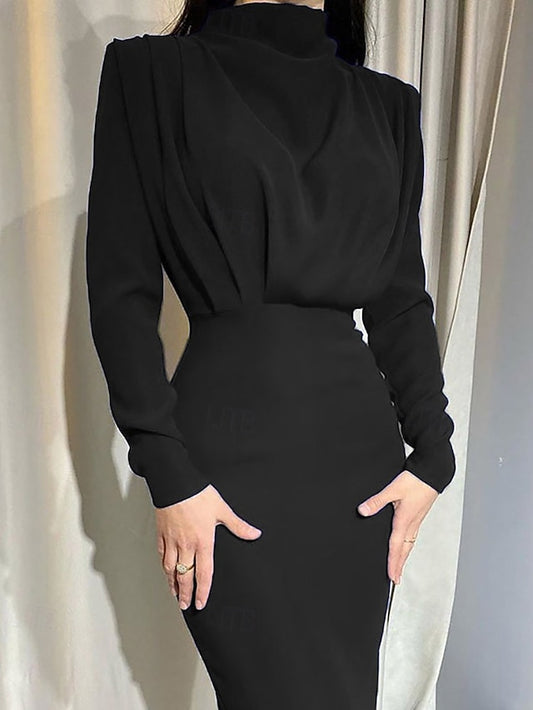Women's Midi Dress Black Dress Elegant Fashion Modern Daily