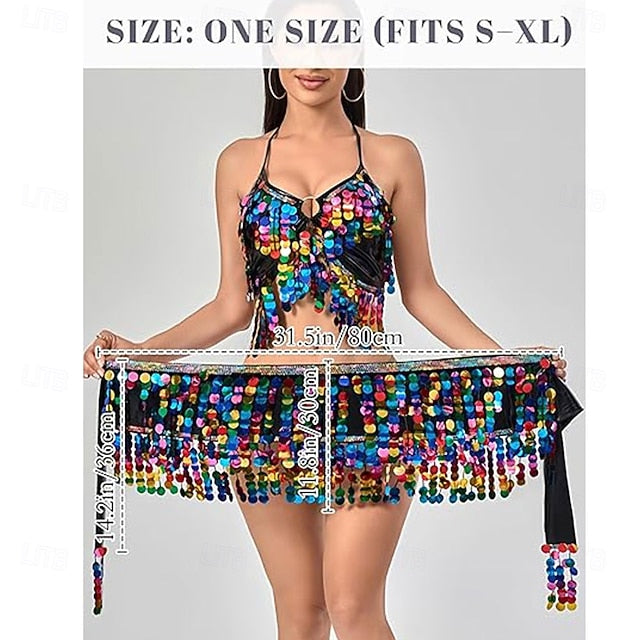 Samba Dancewear Women Belly Dance Dress Sequin Tassel Bra Top