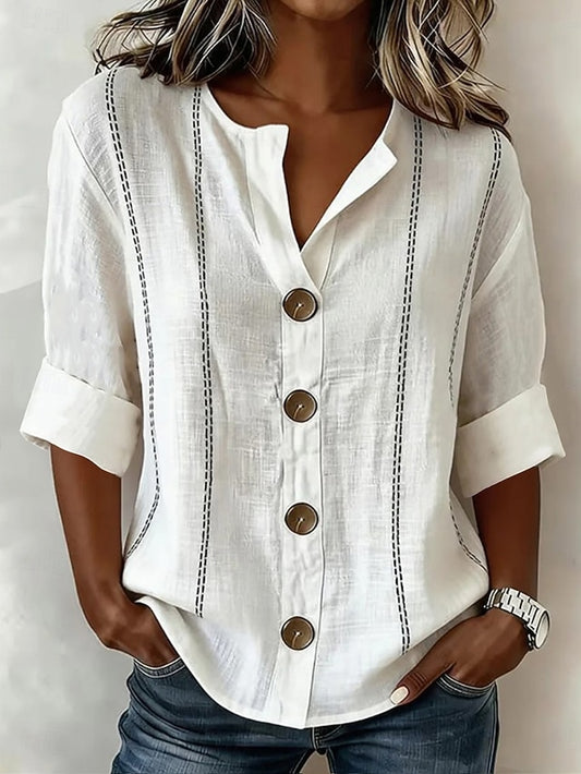 Women's Shirt Tunic Summer Tops Buttons Graphic Geometric