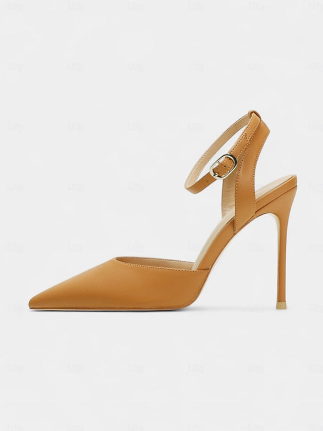 Stiletto Leather Heels Patent Nude Women's Slingback -