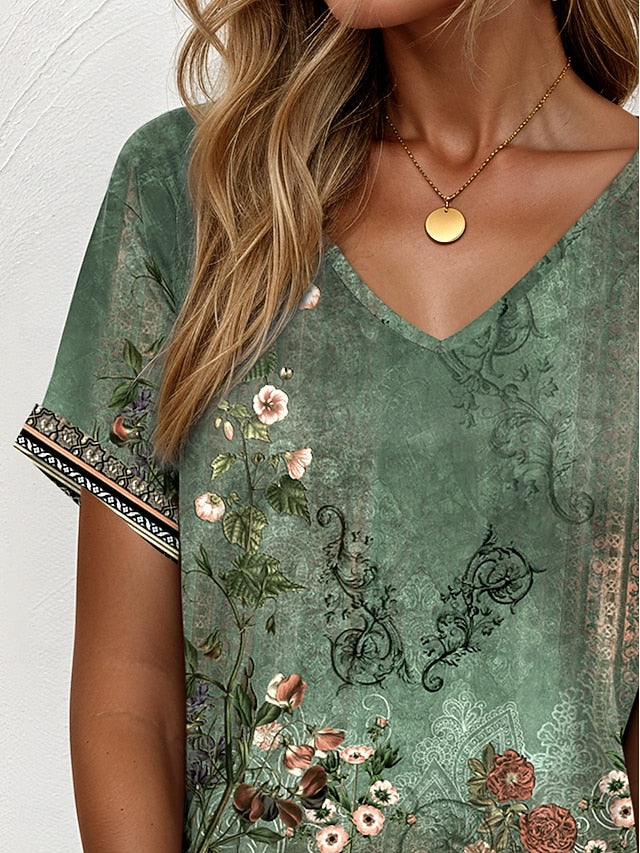 St. Patrick Women's T Shirt Print Ombre Floral Graphic