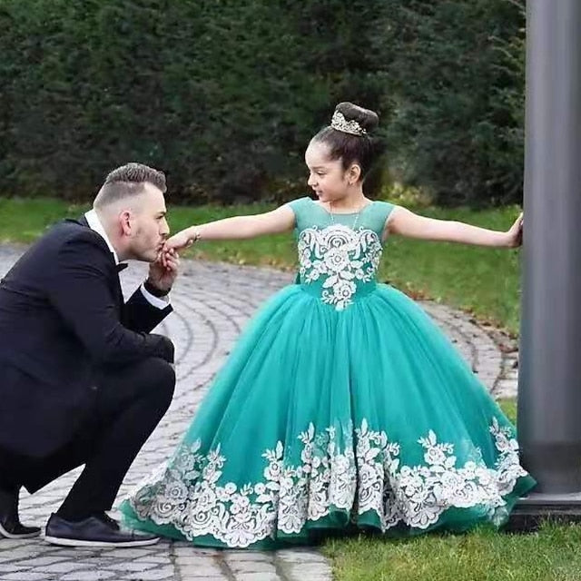 Flower Girls' Girl Floral Dress Solid Colored Kids