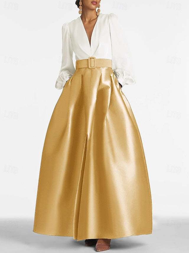 Evening Dress Floor A-Line High Gown Formal Split Wedding Guest