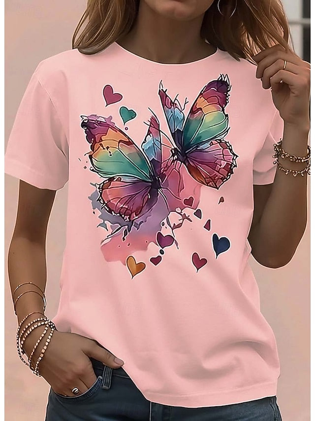 Women's T Shirt Graphic Animal Butterfly Vintage Stylish