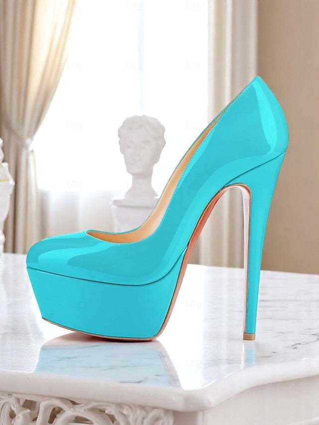 Platform Heels Patent Women's with Pointed-Toe and Black