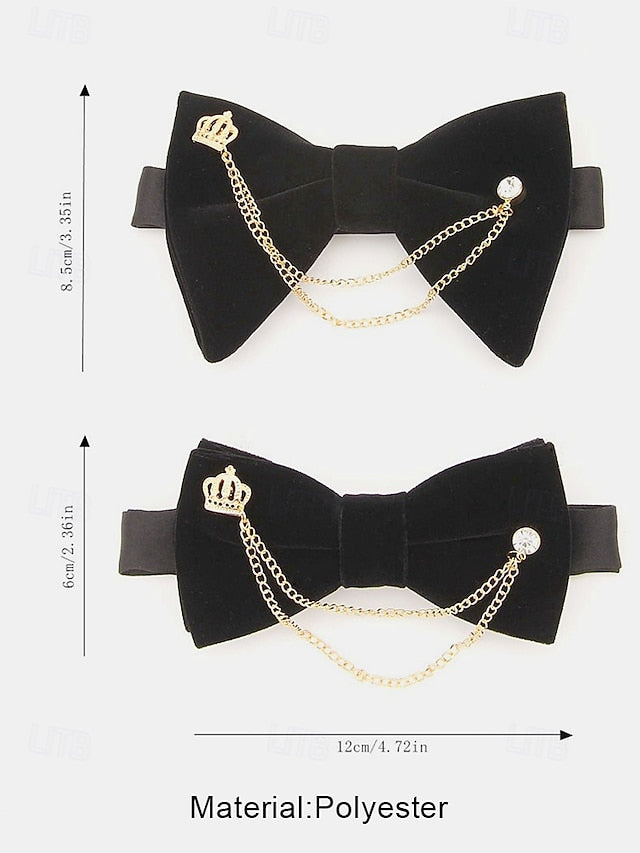 Tie Men's Chain Bow – and Velvet with Detail Crown