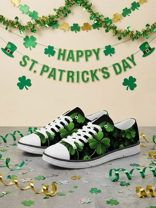 Women's St. Patrick's Day Green Clover Print Canvas