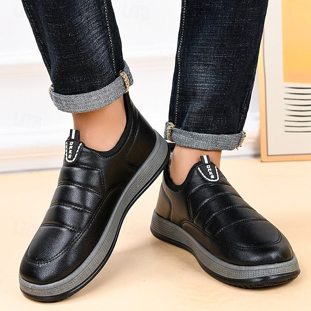 Loafers Boots PU Winter Slip-Ons lined Fleece Men's