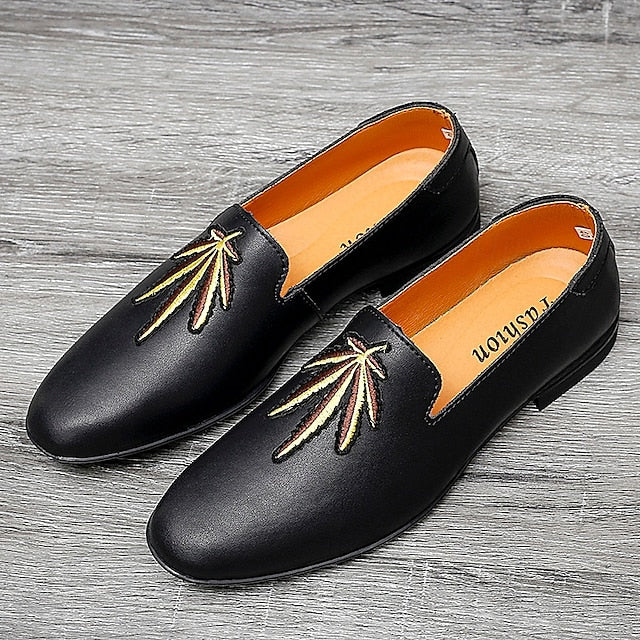 Faux Leather Loafers with Feather - Prom Men's White Shoes