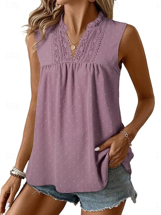 Women's T Shirt Tee Top Lace Patchwork Plain Fashion