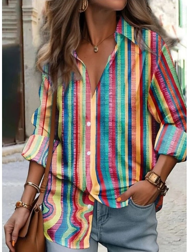 Women's Shirt Blouse Graphic Geometric Plaid Vintage