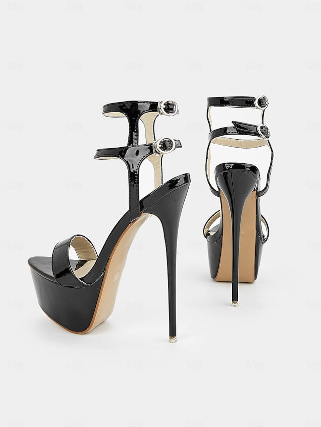 Patent High – Stiletto Women's Leather Heels Platform