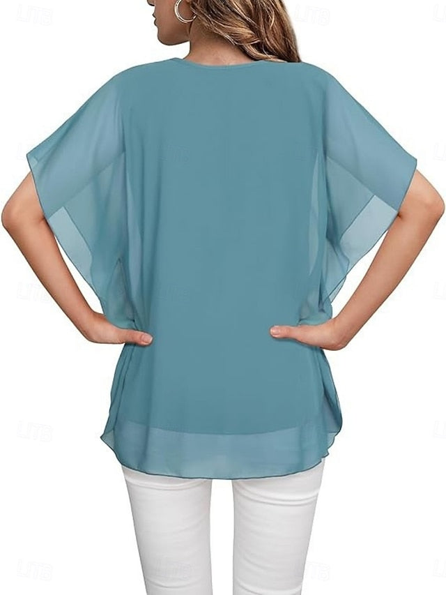 Women's Shirt Blouse Ruffle Blouse Plain Stylish Classic