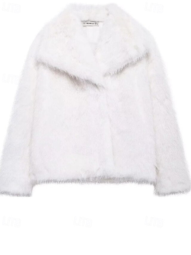Comfortable Faux  Buttons Fur Coat Warm Furs Women's