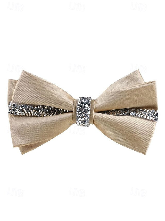 Crystal Embellishment with – Burgundy Elegant Tie Satin Bow