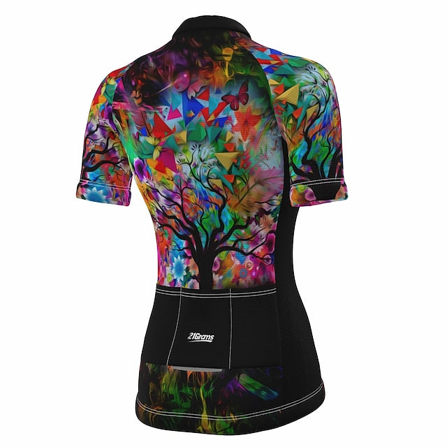 Women's Cycling Jersey Tree Short Sleeve Bike Jersey Top
