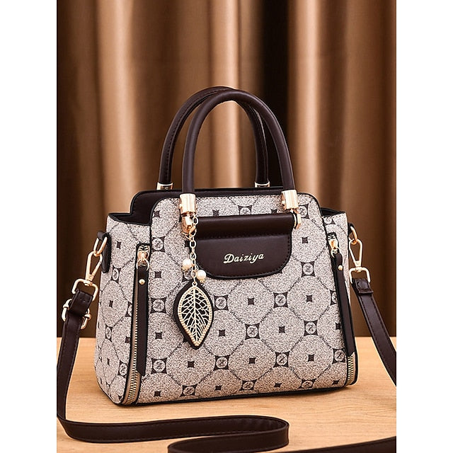 Faux Elegant Red Leather Women's with Accents and Handbag