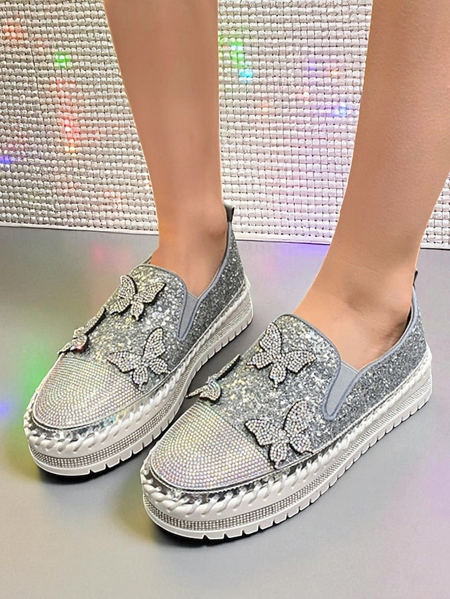 Slip-On with Purple Platform Glitter Women's Sneakers