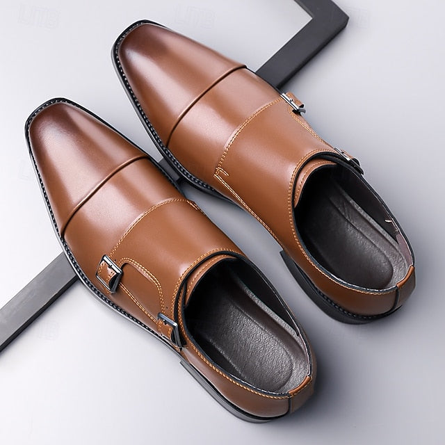 – Elegant Monk Men's Strap Double Leather Shoes