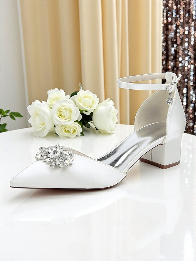 Shoes Burgundy Women's Heel Satin Block with Wedding