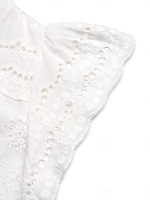 Women's Blouse Eyelet Solid Color Elegant Daily Stylish