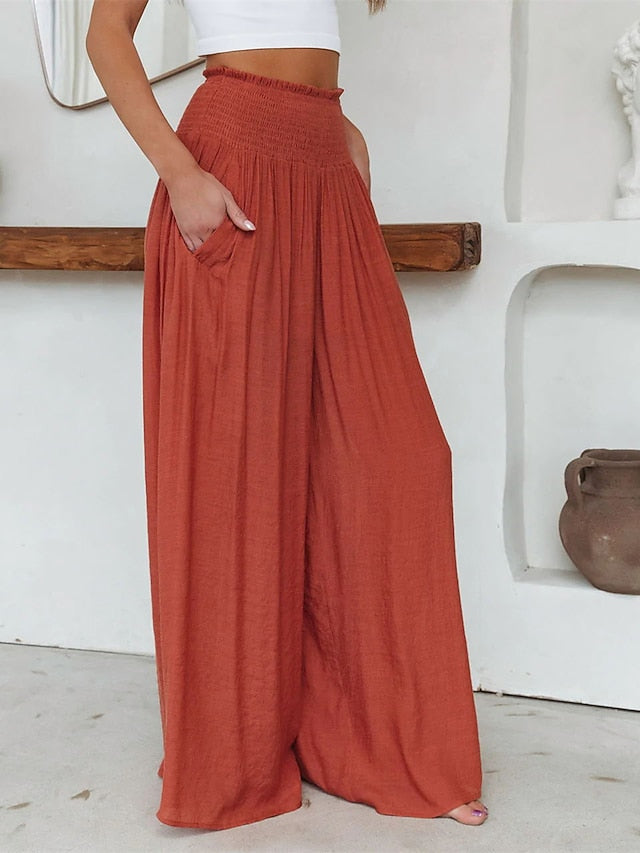 Women's Wide Leg Pants Trousers Vacation Simple Casual Full