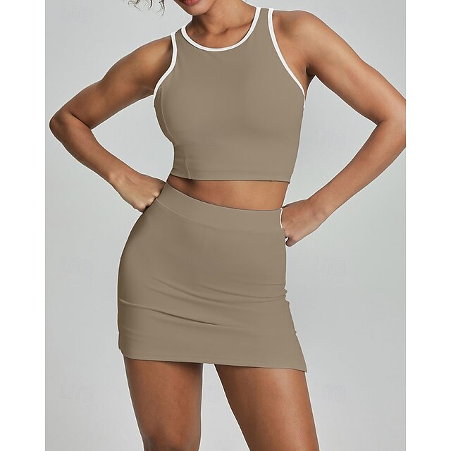 Women's Solid Colored Sports Set Tennis Dress Tennis Shirt