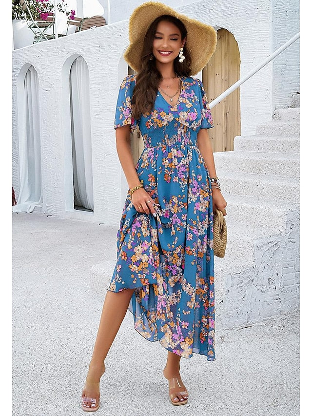 Women's Sheath Dress Chiffon Dress Sundress Floral Graphic