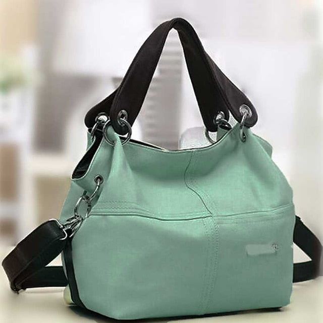 Leather – with Handbag Canvas Casual Straps Women's