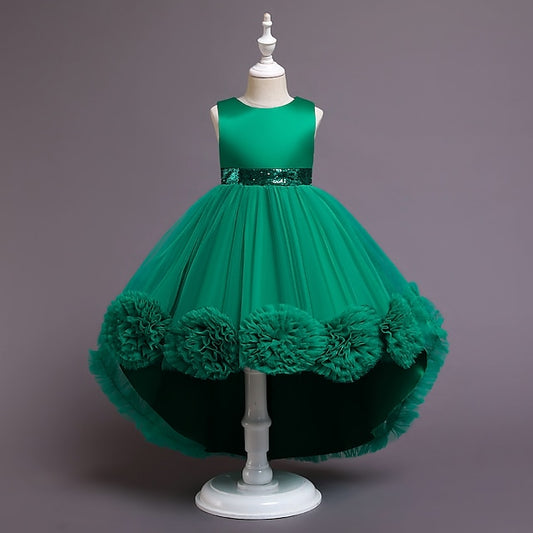 Dress Solid Girl Flower Girls' Kids Colored Short