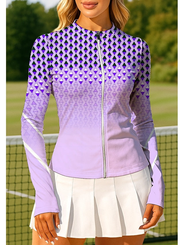 Women's Geometric Gradient Tops Sport Shirt Tennis Shirt