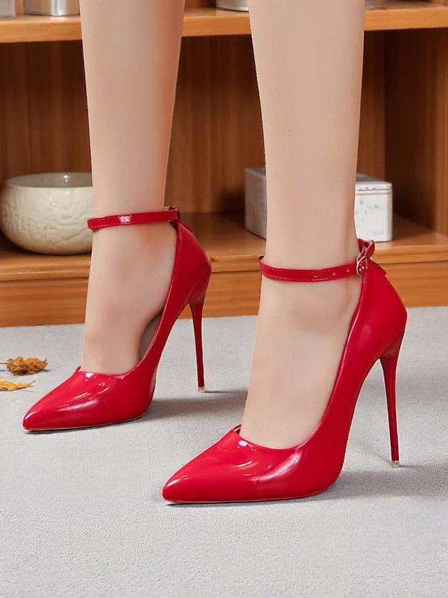 Ankle Women's Leather with Heels Stiletto Patent Black