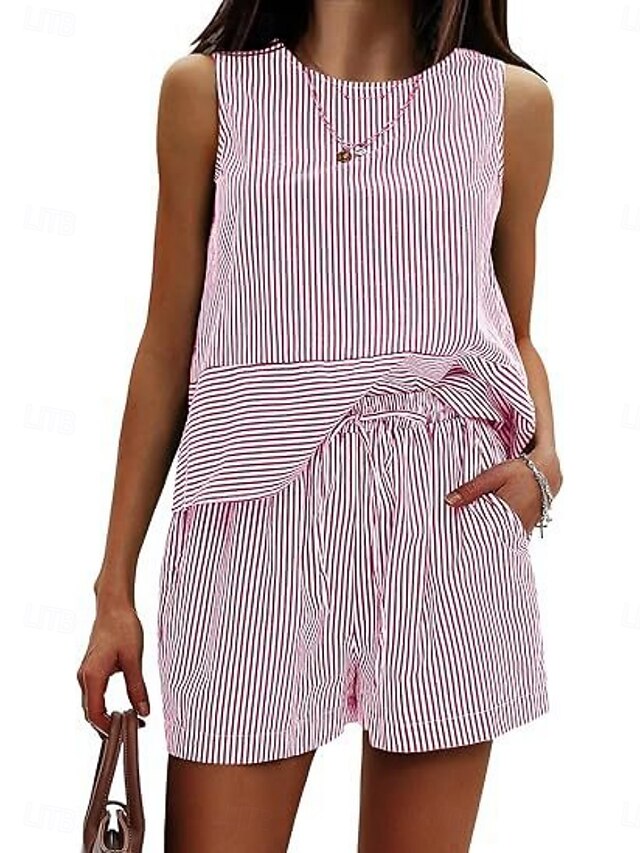 Women's Shorts Sets Bolero Top Sleeveless Round Neck