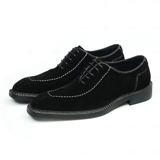 Leather Derby - Classic Cowhide Shoes Men's Genuine Suede