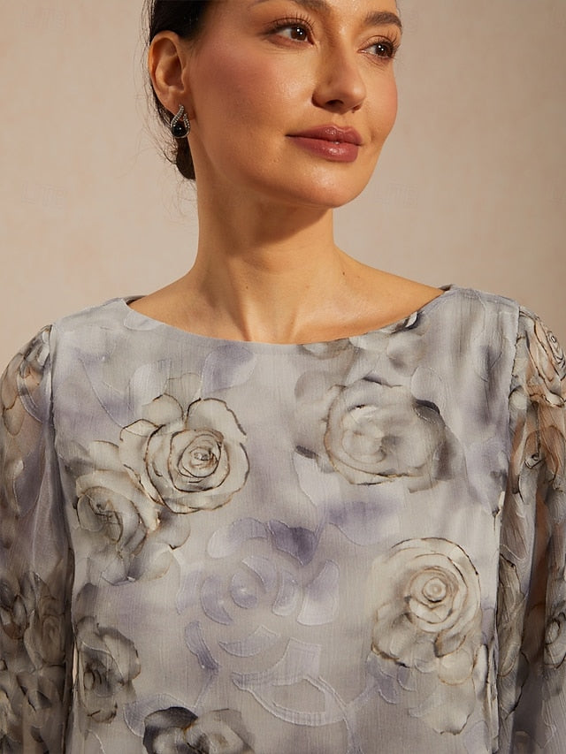 Women's Sheer Blouse Chiffon Tops Lace up Floral Elegant