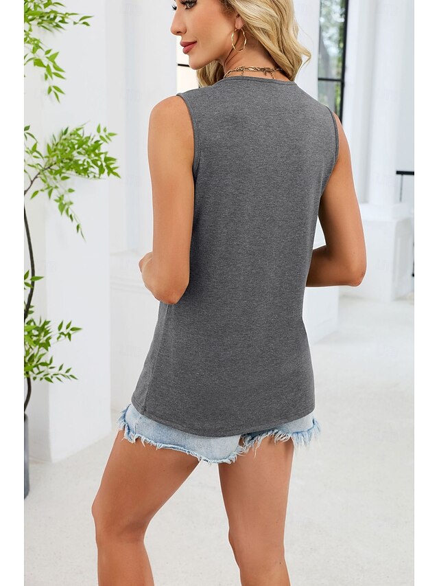 Women's Tank Top Plain Cozy Sleeveless V Neck Long Tops