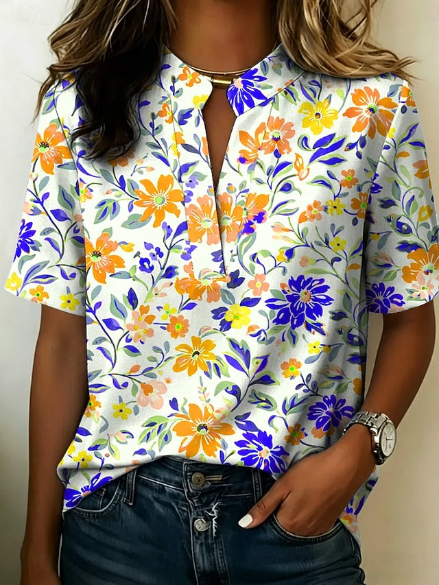 Women's Blouse Buttons Print Floral Graphic Vintage Stylish