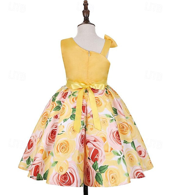 Girls' Easter Dress 3D Summer Sleeveless Flower Party