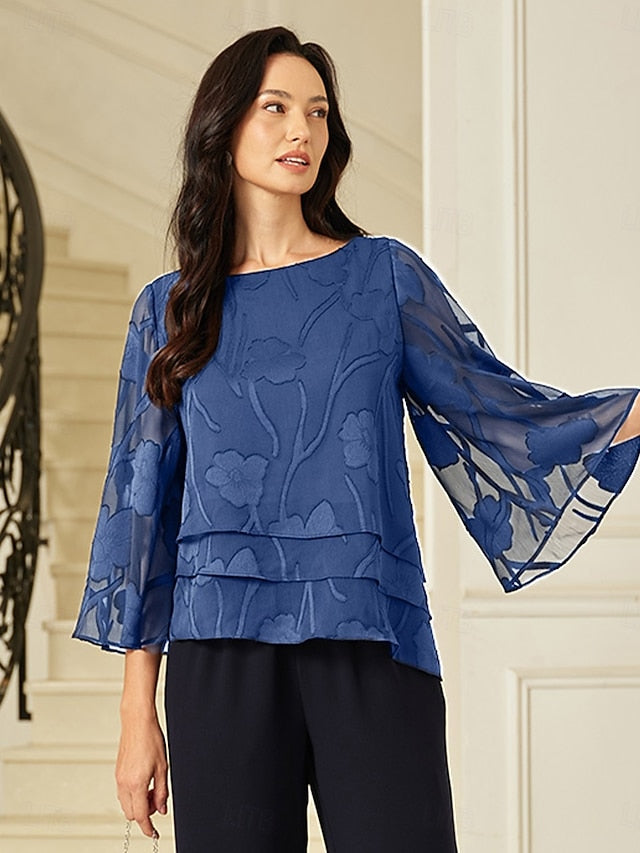 Women's Lace Shirt Blouse Dressy Tops Chiffon Tops