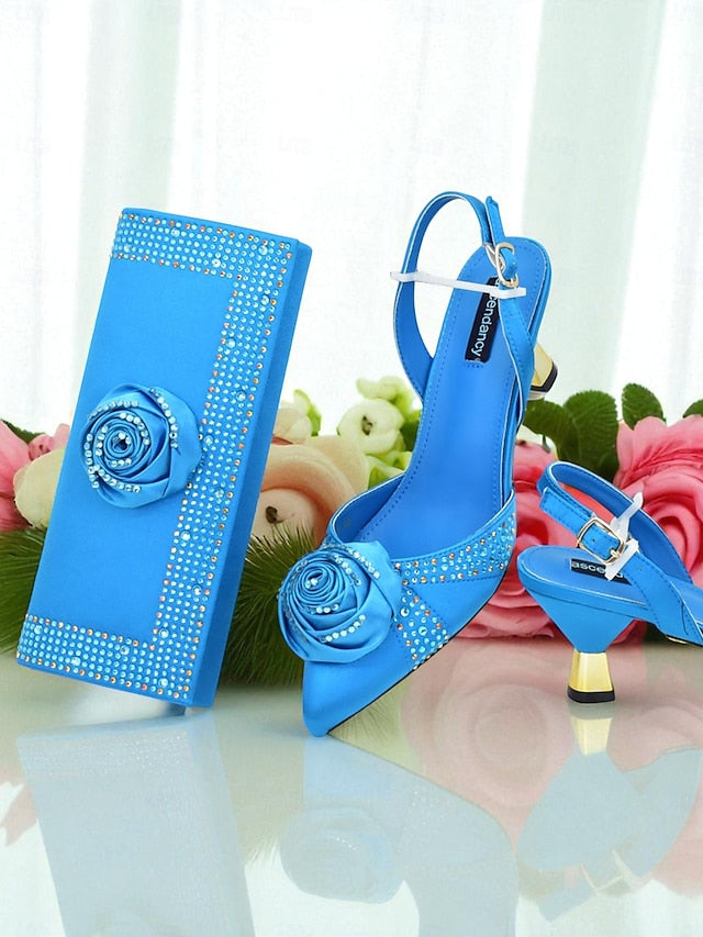 - Slingback Heels Matching and Set Clutch Gold Women's