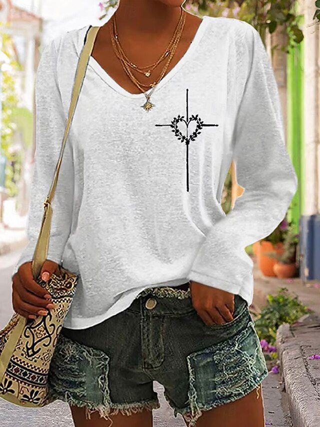Valentine's Day Women's T Shirt Print Heart Graphic