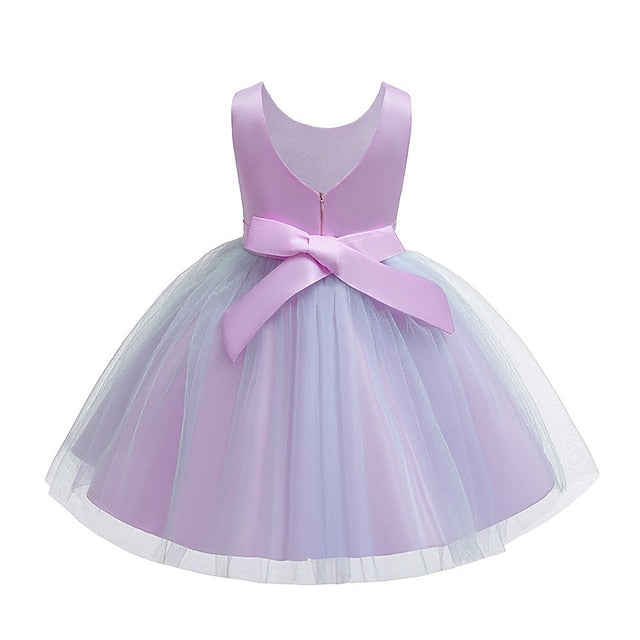 Lace Kids Purple Blue Girls' Party Dress Blushing Floral