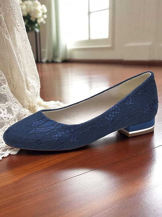 Low Women's Wedding Ivory Heel Lace Flats