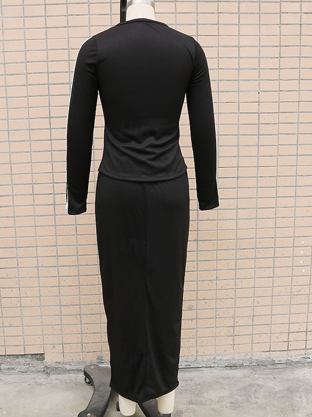 Women's Skirt Sets Bolero Top Long Sleeve Crew Neck Solid