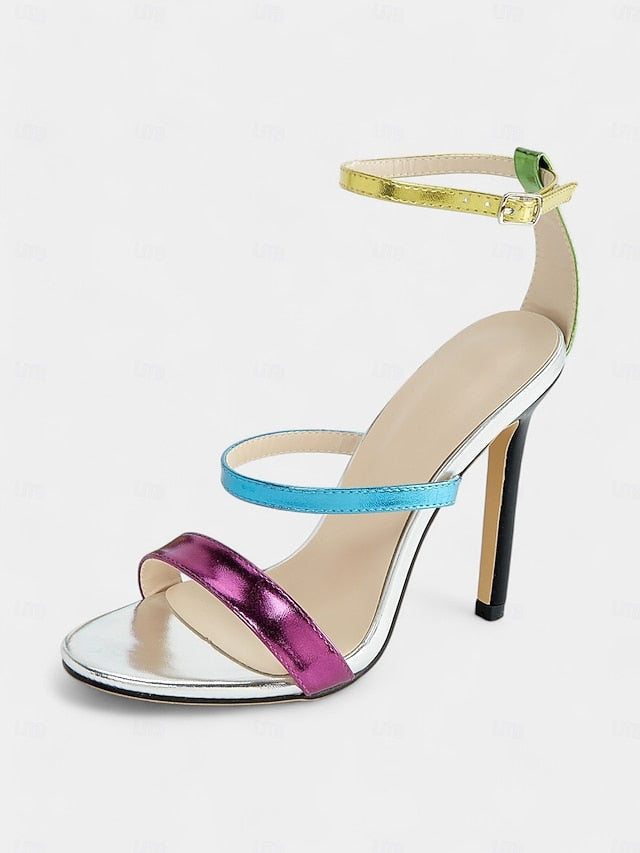 – Multi-Color Metallic Stiletto Vibrant Heels Women's