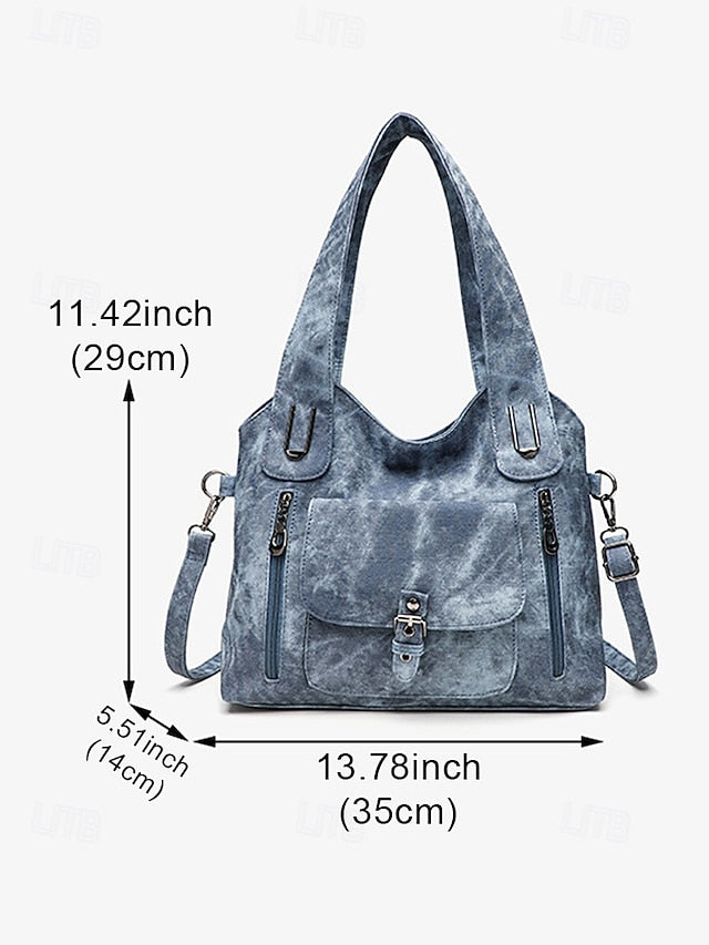 Women's Vintage Faux Leather Shoulder Tote Bag, Large