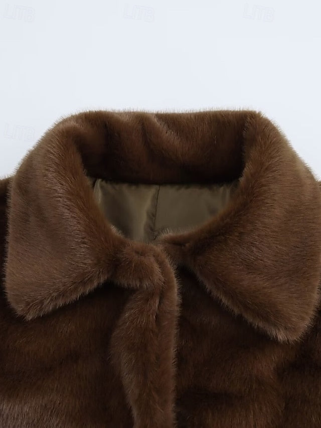Fur Comfortable Warm Buttons Teddy Women's Faux Coat